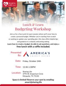 Lunch and Learn Budgeting Workshop
