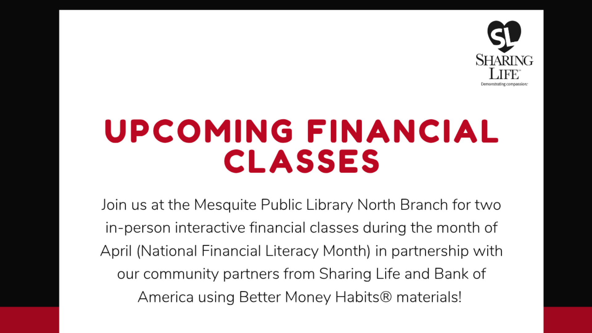 Monthly Financial Classes