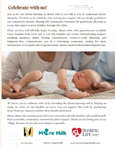 SL 1st Food Forward Lactation Clinic Grand Opening Flyer